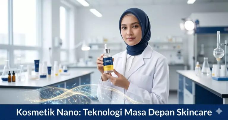 Ilmuwan kosmetik Indonesia memegang serum nano di laboratorium modern PT Adev Natural Indonesia