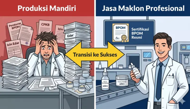 Perbandingan tantangan produksi skincare mandiri oleh dokter versus kemudahan bermitra dengan jasa maklon profesional