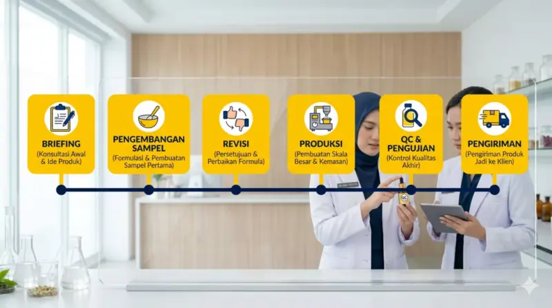 Timeline proses maklon skincare dari briefing sampai produk jadi