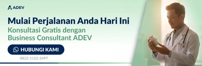 Banner CTA konsultasi gratis Business Consultant ADEV untuk dokter yang ingin bangun brand skincare sendiri